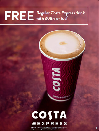 Enjoy a free regular Costa coffee on us when you purchase 30 litres of fuel - Click here to view this entry